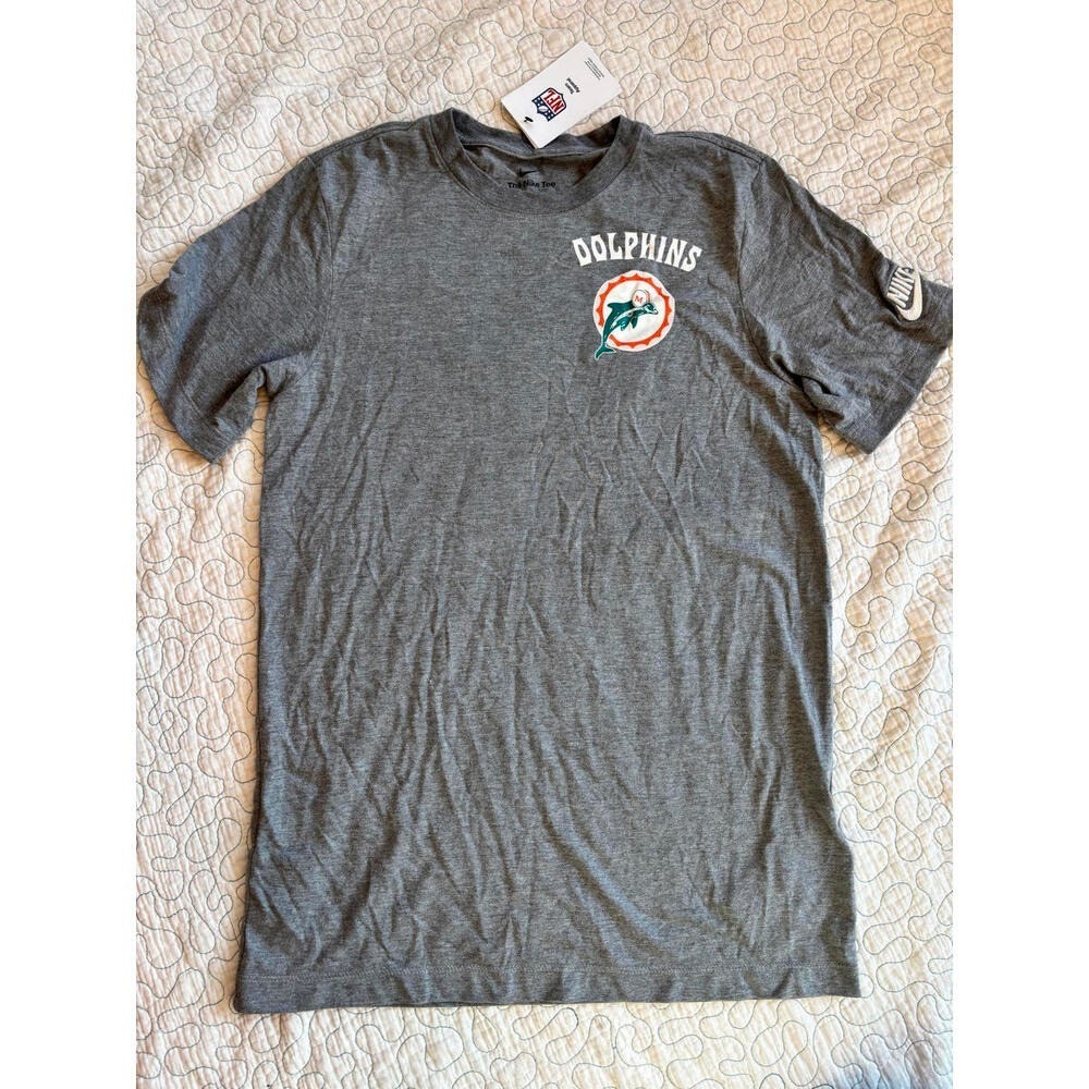 Nike Miami Dolphins Mens Gray Graphic T-Shirt Size Small
